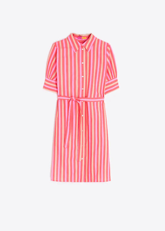 pink striped shirt dress Vilagallo – OMO Jewels LLC Black Birthday Dresses Cut in a flattering current-girls-classic-beauty Color:761 - Orange / White