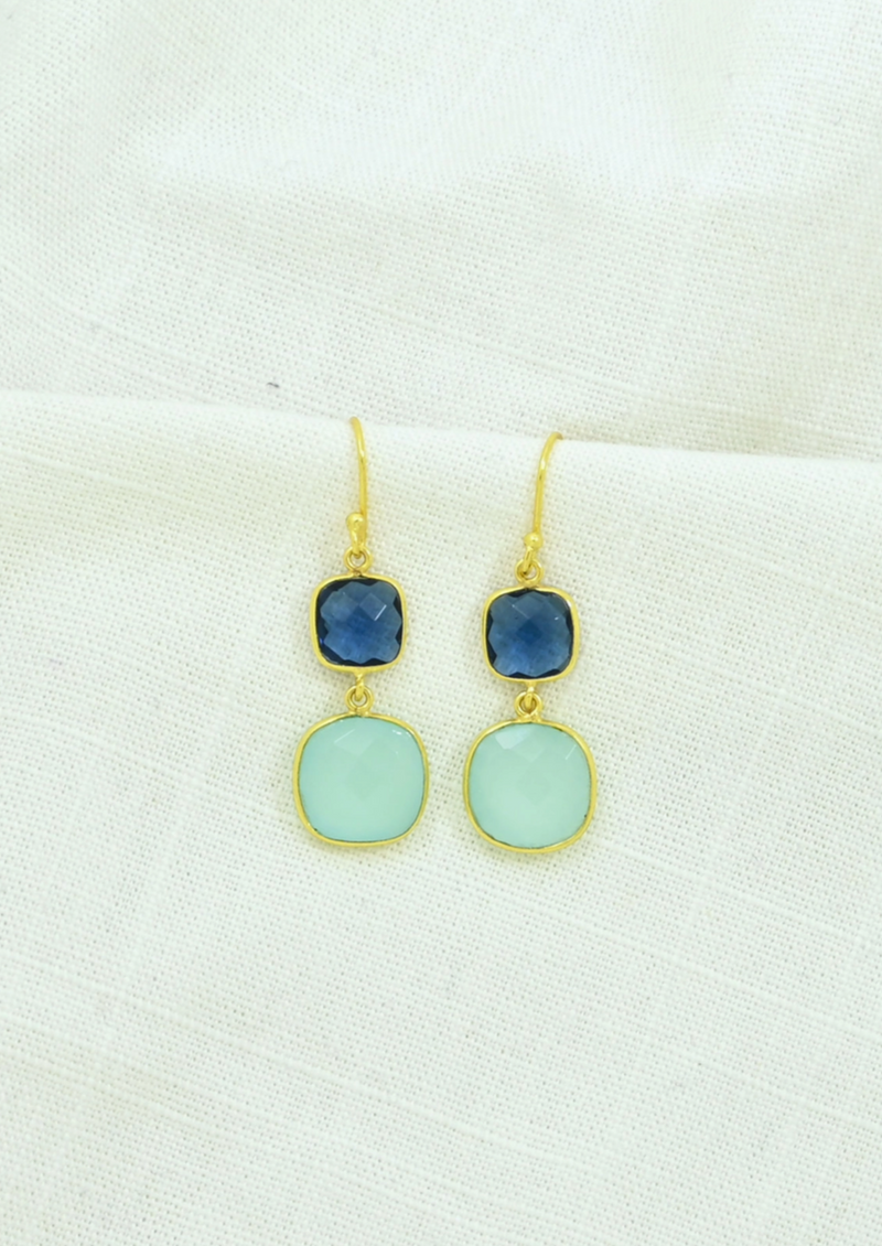 Chalcedony & Blue Iolite Earrings