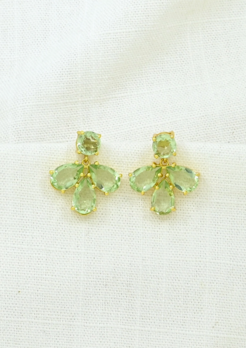Green Quartz Petal Earrings