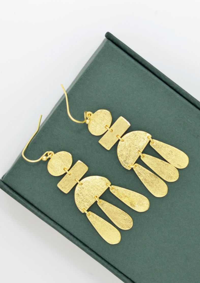 Textured Chandelier Gold Earrings