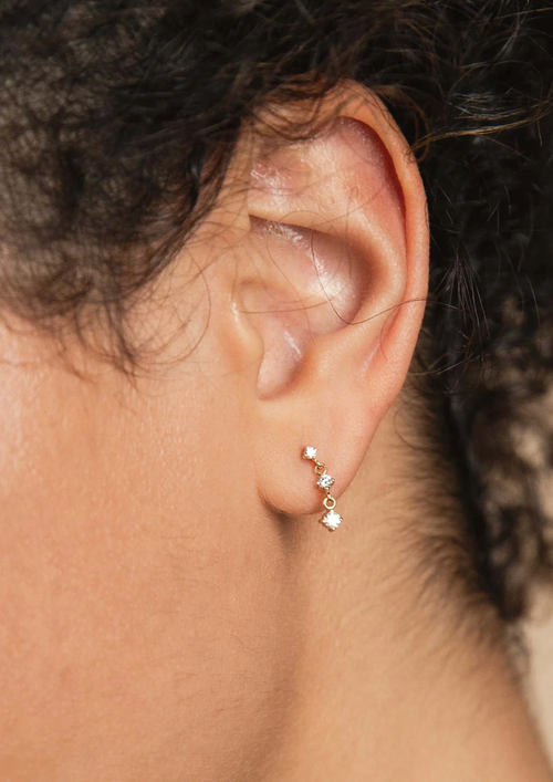 Zoe Chicco 3 Diamond Drop Earrings