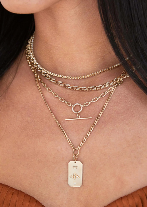 Zoe Chicco 14k Pave Diamond Circle Toggle Necklace