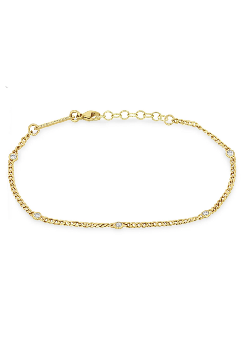 Zoe Chicco 14k 5 Diamond Chain Bracelet