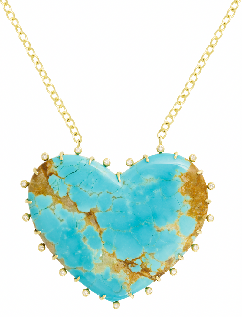 Suzy Landa 18k Turquoise & Diamond Heart Necklace