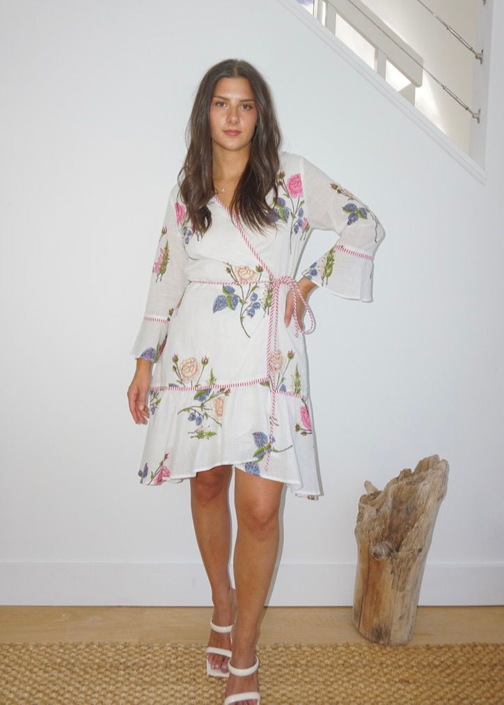 Rhode Mini Wrap Dress Multi Rosette