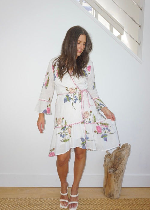 Rhode Mini Wrap Dress Multi Rosette