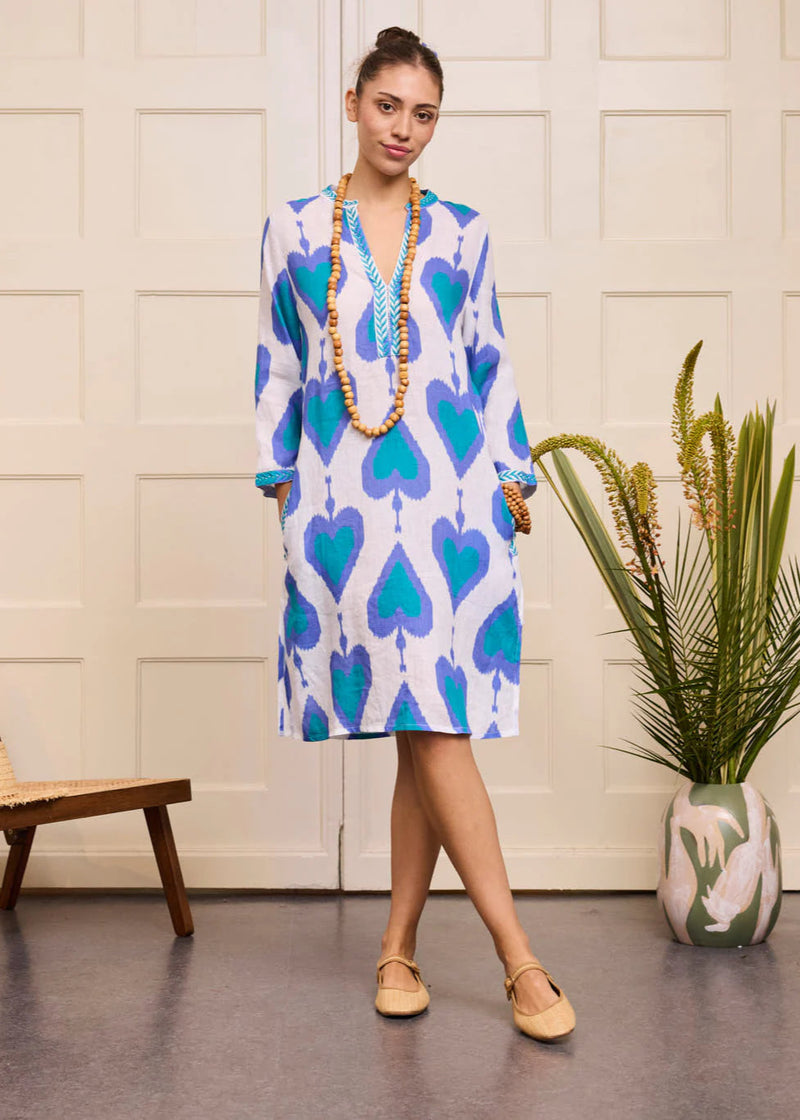 Sapphire Kaftan Short Ikat Petrol