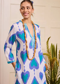 Sapphire Kaftan Short Ikat Petrol