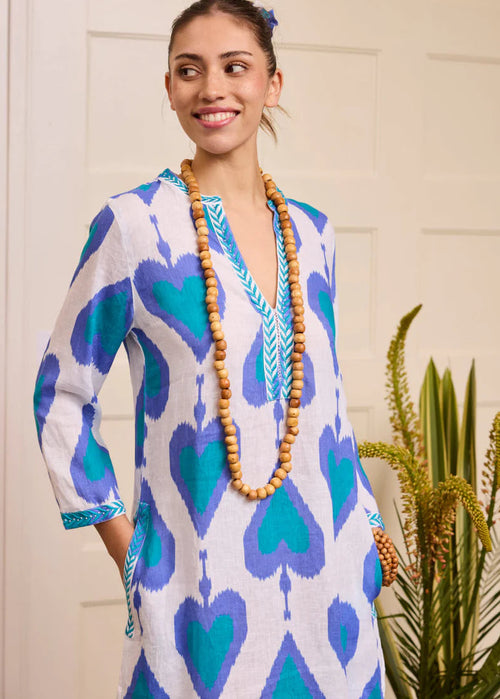 Sapphire Kaftan Short Ikat Petrol