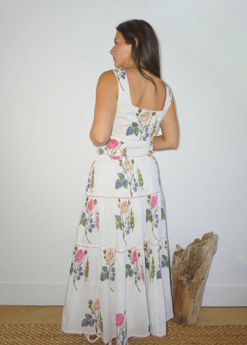 Drue Tiered Skirt Multi Rosette