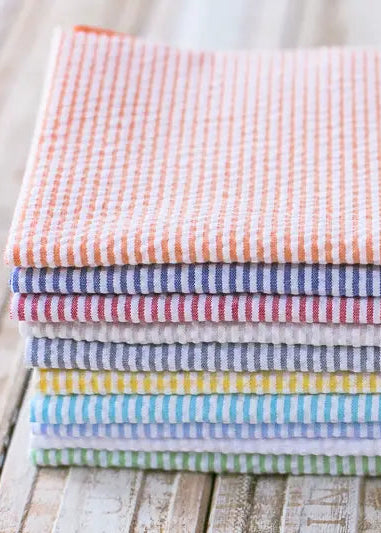 Seersucker Cloth Napkins, Set of Eight
