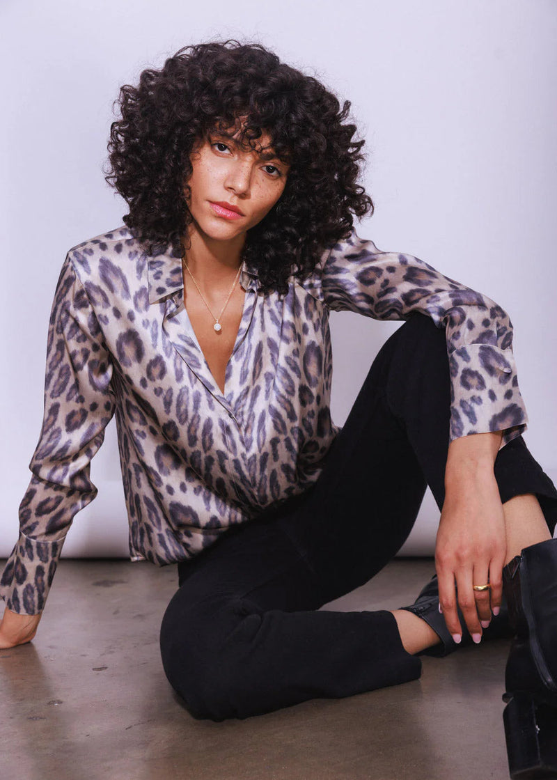 Daria French Cuff Blouse New Leopard