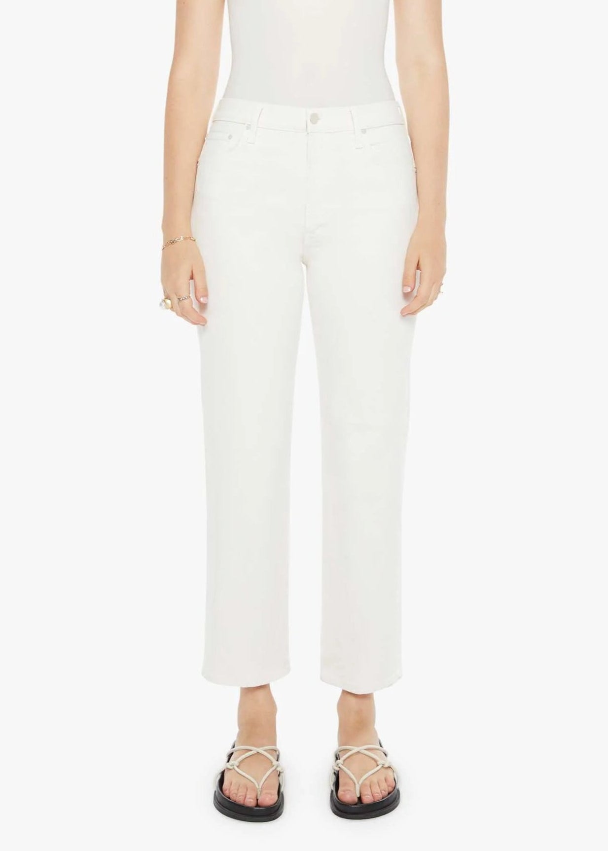 MOTHER Rambler Zip Ankle Cream Puffs