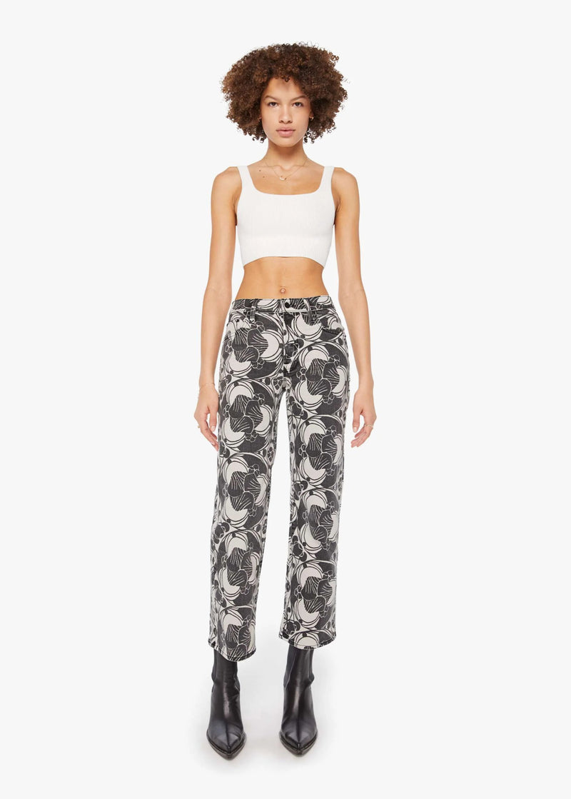 MOTHER Mid Rise Rambler Zip Ankle Curlycue B&W