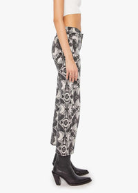 MOTHER Mid Rise Rambler Zip Ankle Curlycue B&W