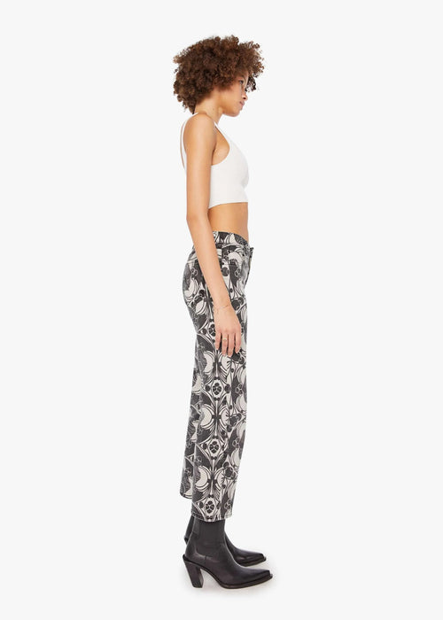 MOTHER Mid Rise Rambler Zip Ankle Curlycue B&W