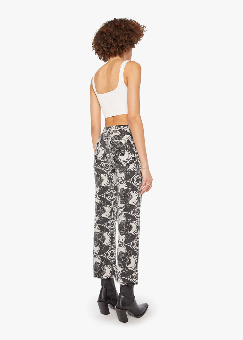 MOTHER Mid Rise Rambler Zip Ankle Curlycue B&W
