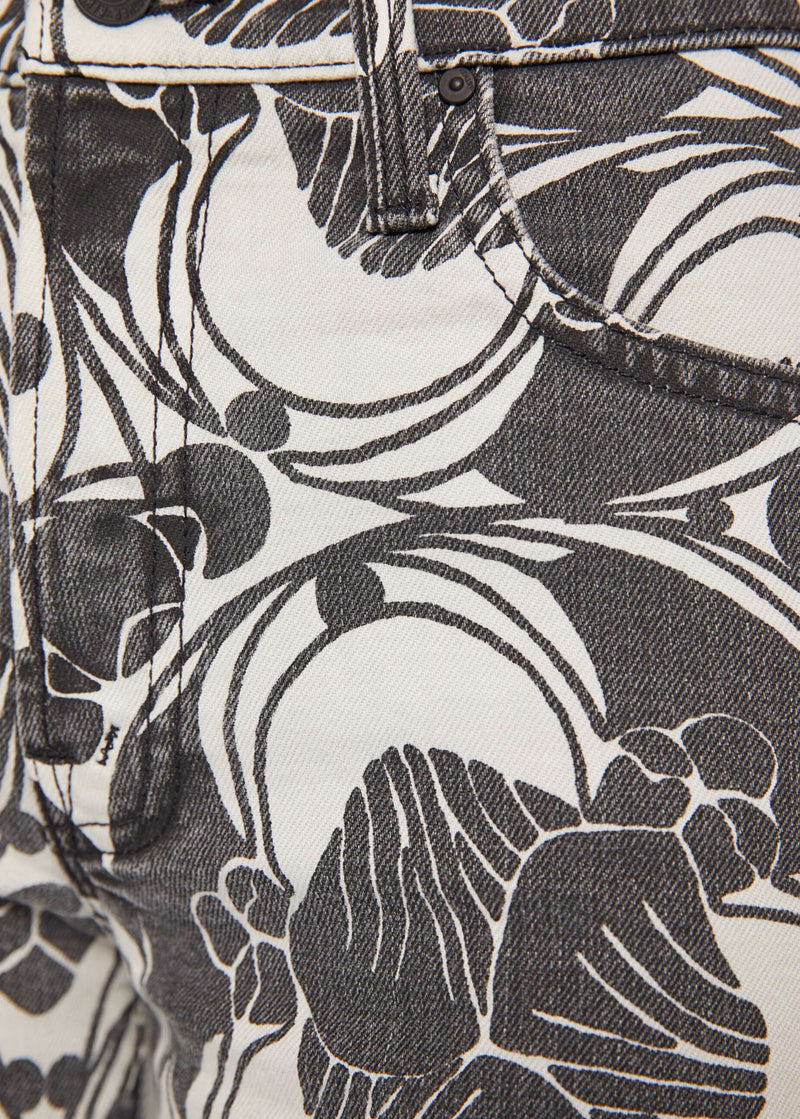 MOTHER Mid Rise Rambler Zip Ankle Curlycue B&W