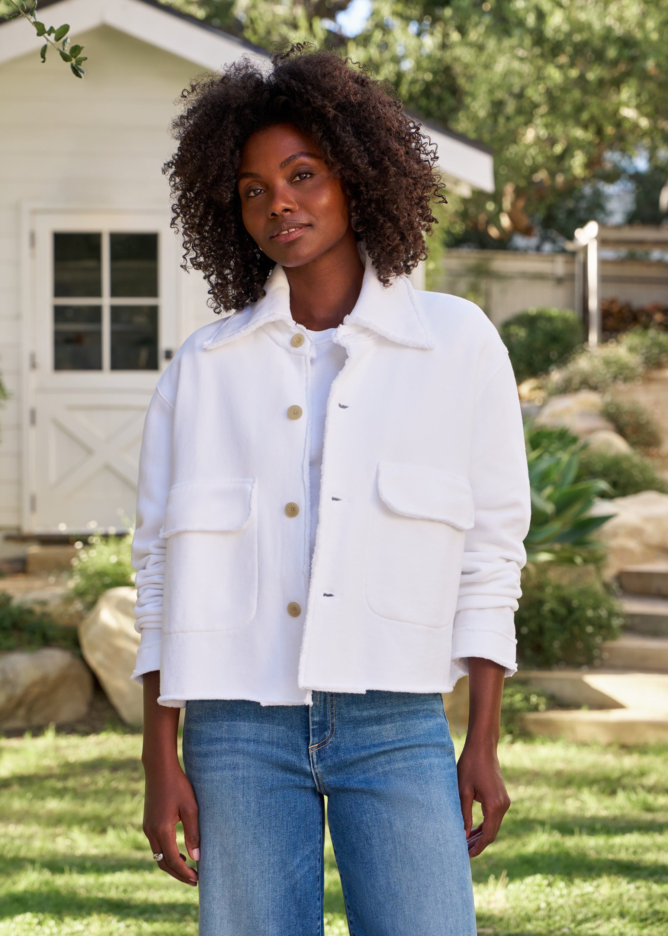 F&E Rowan Button-Up Jacket White