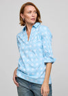 Vicky 3/4 Sleeve Shirt Blue Lattice Jacquard