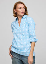 Vicky 3/4 Sleeve Shirt Blue Lattice Jacquard