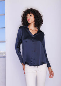Daria French Cuff Blouse Midnight Navy