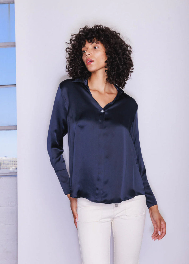 Daria French Cuff Blouse Midnight Navy