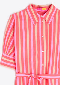 Vilagallo Pink Striped Shirt Dress