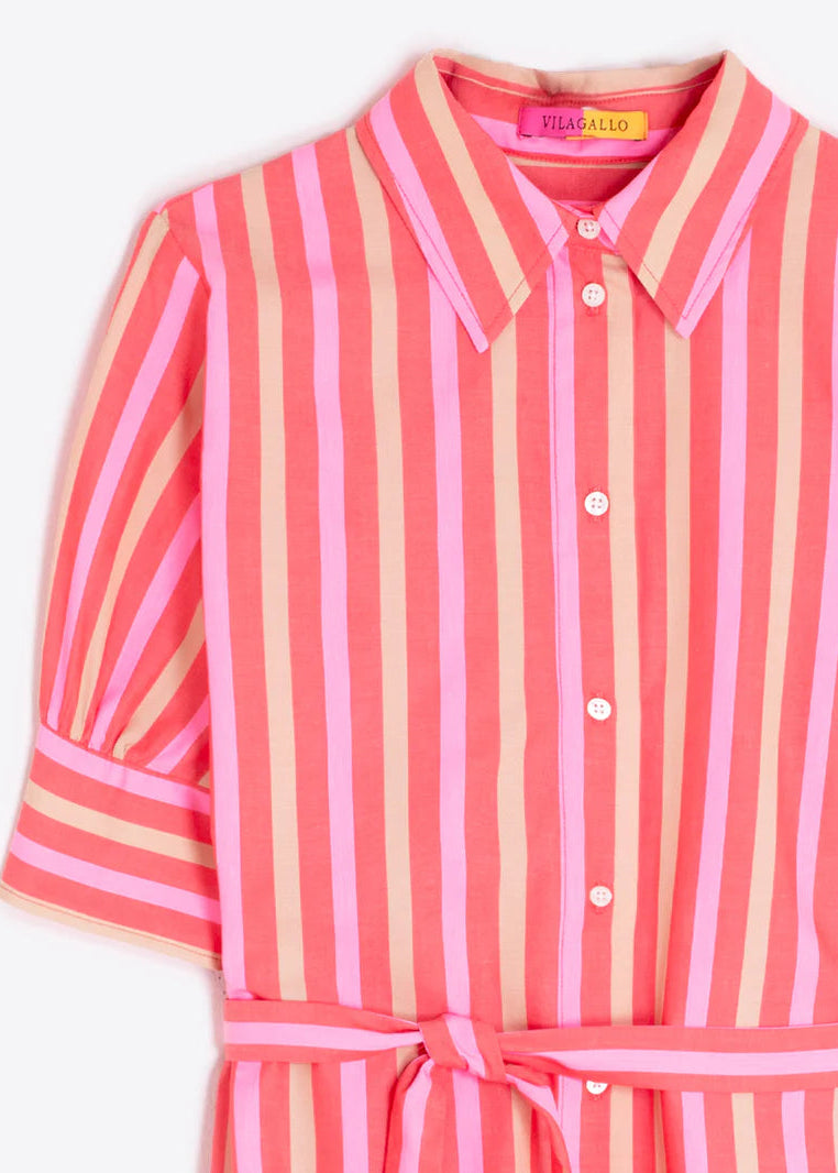 pink striped shirt dress Vilagallo There is no stretch ECB Exclusive | It's Ivory Multi Duration:3 Day Rental