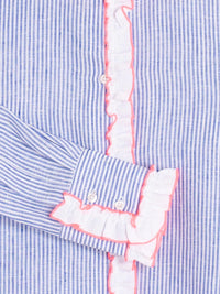 Vilagallo Blue Striped Shirt w/ Pink Ruffles