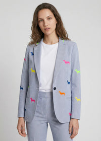 Vilagallo Grey Blazer with Embroidered Dogs