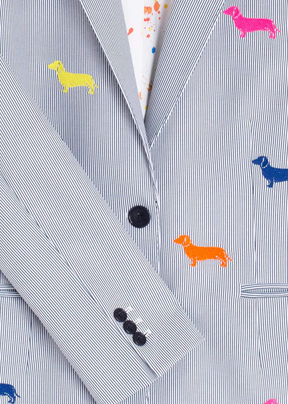 Vilagallo Grey Blazer with Embroidered Dogs