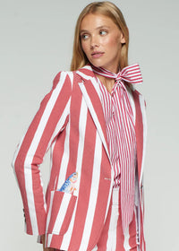 Vilagallo Red Striped Jacket Fish Embroidery