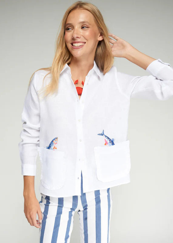 Vilagallo White Shirt Fish Detail