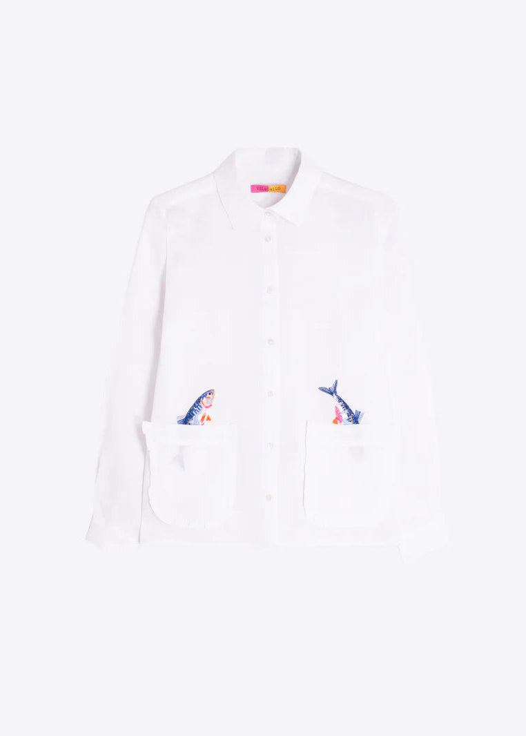 Vilagallo White Shirt Fish Detail