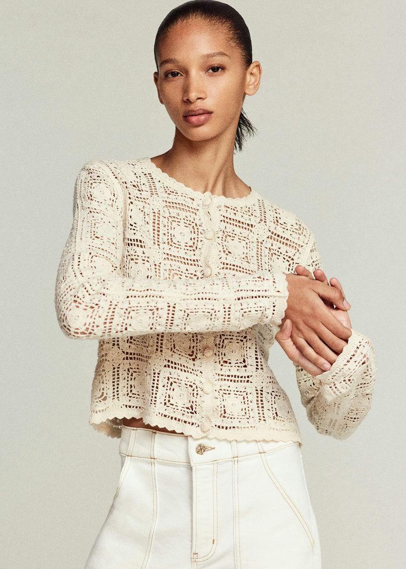 FRAME Crochet Cardi Cream