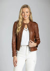 Classic Zip Leather Jacket w/ Braided Detail