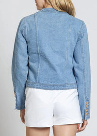 Light Denim Collarless Jacket