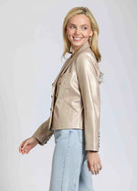 Double Breasted Crop Leather Jacket