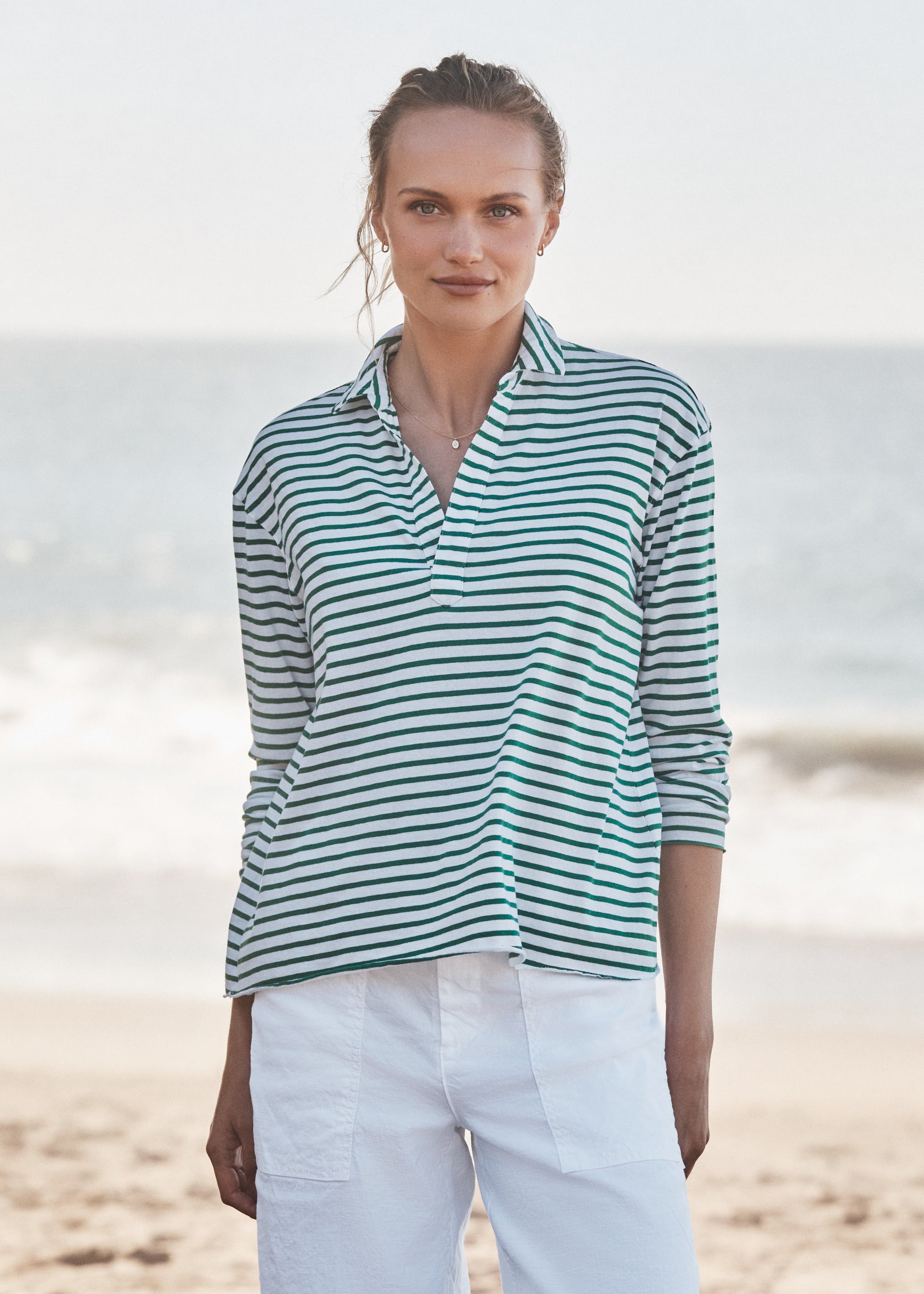 F&E Patrick Popover Green & White Stripe