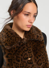 Vilagallo Animal Print Faux Fur Vest