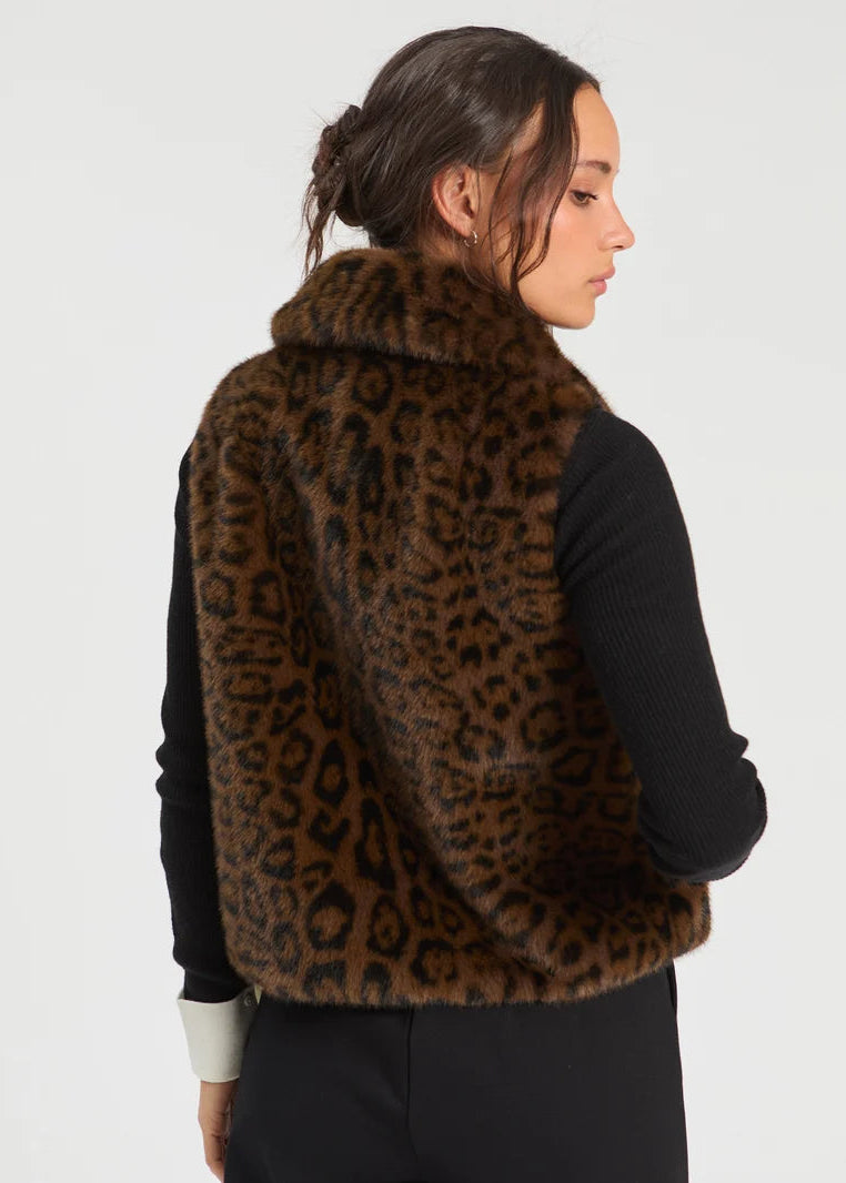 Vilagallo Animal Print Faux Fur Vest