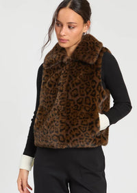 Vilagallo Animal Print Faux Fur Vest