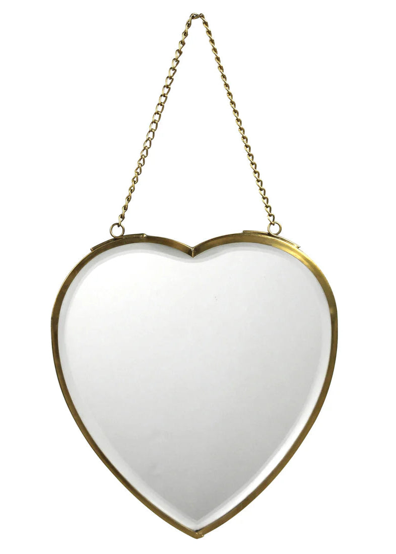 Heart Mirror on Chain, Brass