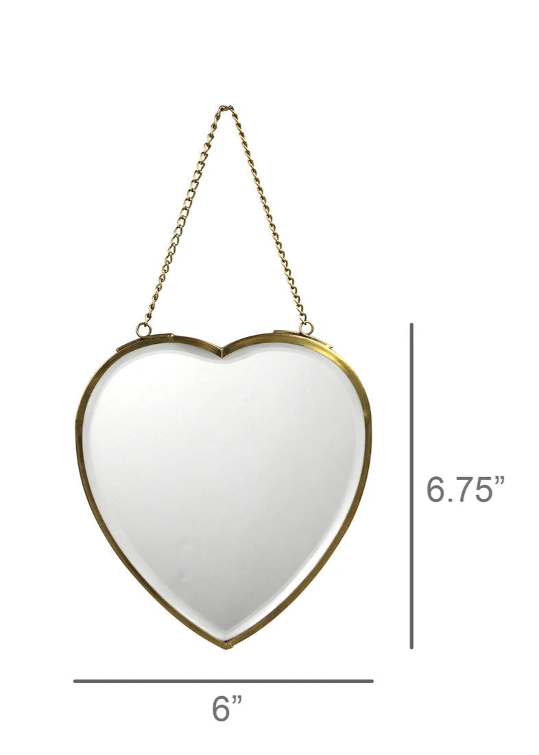Heart Mirror on Chain, Brass