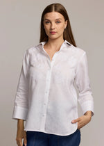 Margot 3/4 Slv Embroidered Shirt White