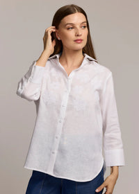 Margot 3/4 Slv Embroidered Shirt White