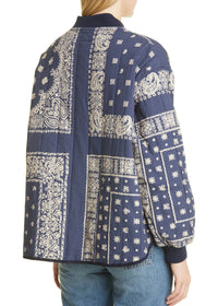 The Great Navy Quilted Bomber Jacket