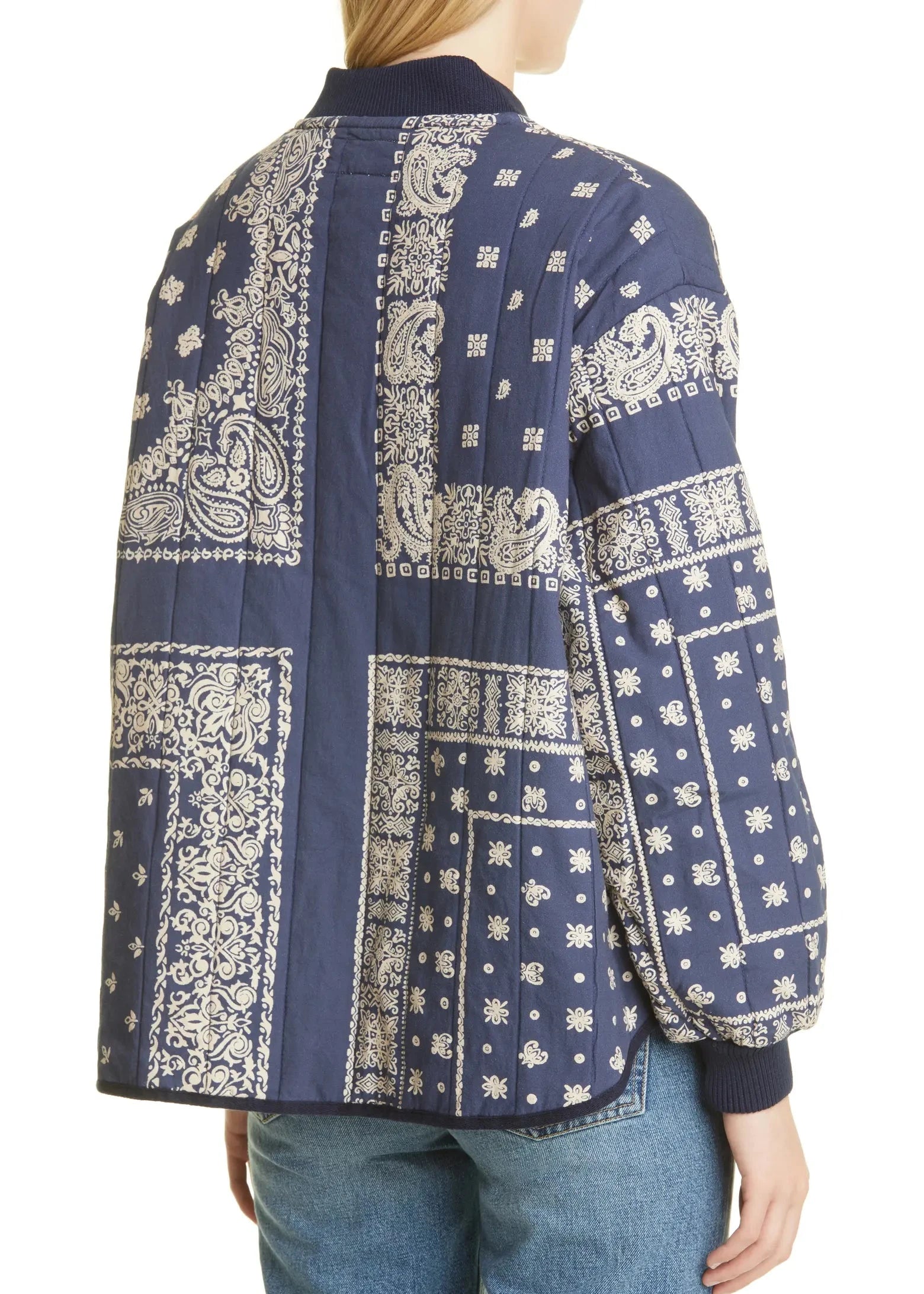 The Great Navy Quilted Bomber Jacket