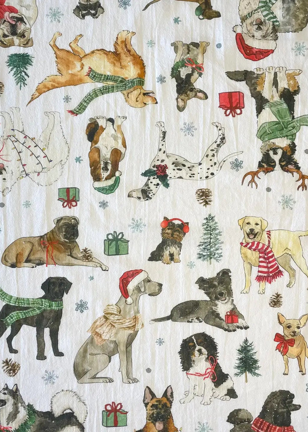 Cozy Christmas Dogs Tea Towel